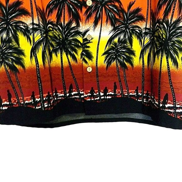 Vintage Kennington LTD Hawaiian Sunset Palm Tree Button-Up Shirt XL Tropical EUC - Picture 5 of 6